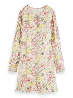 Scotch & Soda Printed Long-Sleeved Mini Dress -Scotch & Soda 168913 Meadow 20Aged 20White FNT
