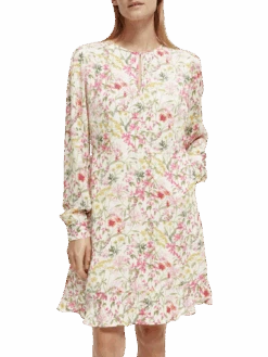 Scotch & Soda Printed Long-Sleeved Mini Dress