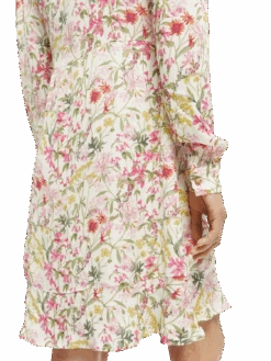 Scotch & Soda Printed Long-Sleeved Mini Dress -Scotch & Soda 168913 Meadow 20Aged 20White NHD DTL2