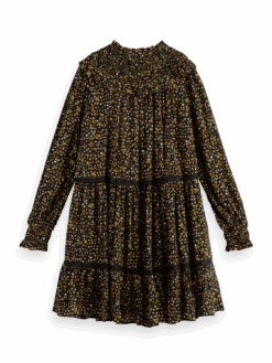 Scotch & Soda Smocked And Tiered Mini Dress -Scotch & Soda 168914 Space 20floral 20cinnamon 20spice BCK