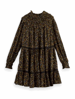 Scotch & Soda Smocked And Tiered Mini Dress -Scotch & Soda 168914 Space 20floral 20cinnamon 20spice FNT