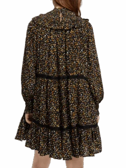 Scotch & Soda Smocked And Tiered Mini Dress -Scotch & Soda 168914 Space 20floral 20cinnamon 20spice NHD BCK