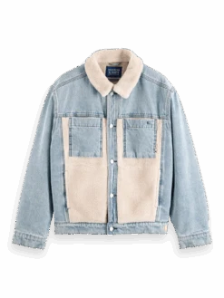 Scotch & Soda Teddy Lined Denim Trucker Jacket -Scotch & Soda 169019 indigo FNT