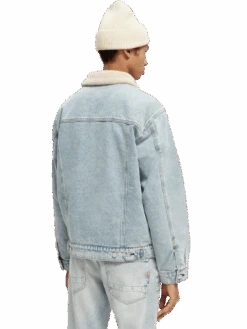 Scotch & Soda Teddy Lined Denim Trucker Jacket -Scotch & Soda 169019 indigo MDL BCK