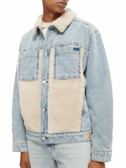 Scotch & Soda Teddy Lined Denim Trucker Jacket -Scotch & Soda 169019 indigo MDL DTL1
