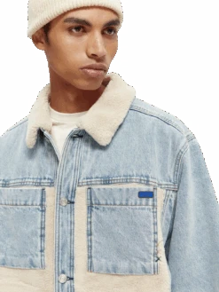 Scotch & Soda Teddy Lined Denim Trucker Jacket -Scotch & Soda 169019 indigo MDL DTL2