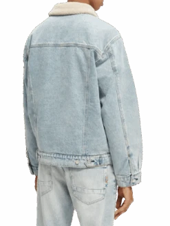 Scotch & Soda Teddy Lined Denim Trucker Jacket -Scotch & Soda 169019 indigo NHD BCK
