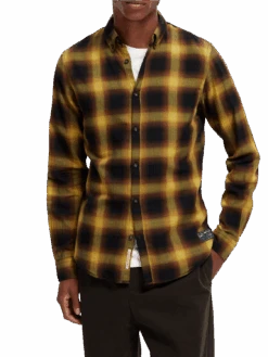 Scotch & Soda Slim Fit Lightweight Checked Herringbone Shirt