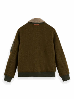 Scotch & Soda Wool-Blended Bomber Jacket -Scotch & Soda 169105 Military 20Melange BCK