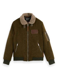 Scotch & Soda Wool-Blended Bomber Jacket -Scotch & Soda 169105 Military 20Melange FNT