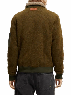 Scotch & Soda Wool-Blended Bomber Jacket -Scotch & Soda 169105 Military 20Melange NHD BCK