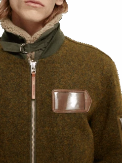 Scotch & Soda Wool-Blended Bomber Jacket -Scotch & Soda 169105 Military 20Melange NHD DTL2