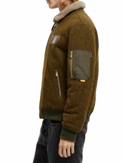 Scotch & Soda Wool-Blended Bomber Jacket -Scotch & Soda 169105 Military 20Melange NHD SDE