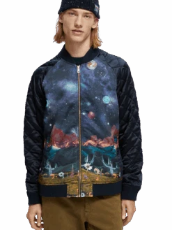 Scotch & Soda Printed Bomber Jacket -Scotch & Soda 169112 Combo 20A MDL DTL1