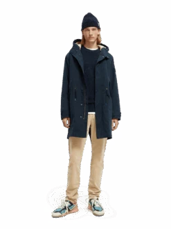 Scotch & Soda Long Teddy-Lined Parka -Scotch & Soda 169113 Navy MDL FNT