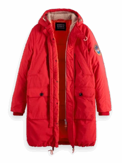 Scotch & Soda Water-Repellent Long-Length Parka -Scotch & Soda 169114 Roady 20Red DTL1