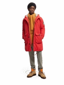 Scotch & Soda Water-Repellent Long-Length Parka -Scotch & Soda 169114 Roady 20Red MDL FNT