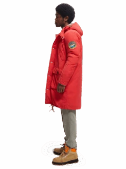 Scotch & Soda Water-Repellent Long-Length Parka -Scotch & Soda 169114 Roady 20Red MDL SDE