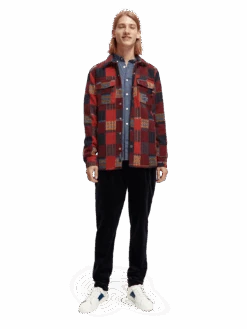 Scotch & Soda Patched Check Jacquard Overshirt -Scotch & Soda 169160 Combo 20A MDL FNT