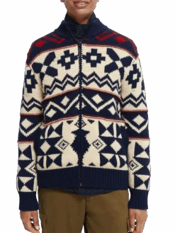 Scotch & Soda Chunky Wool-Blend Zip Cardigan With Detachable Inner Jacket