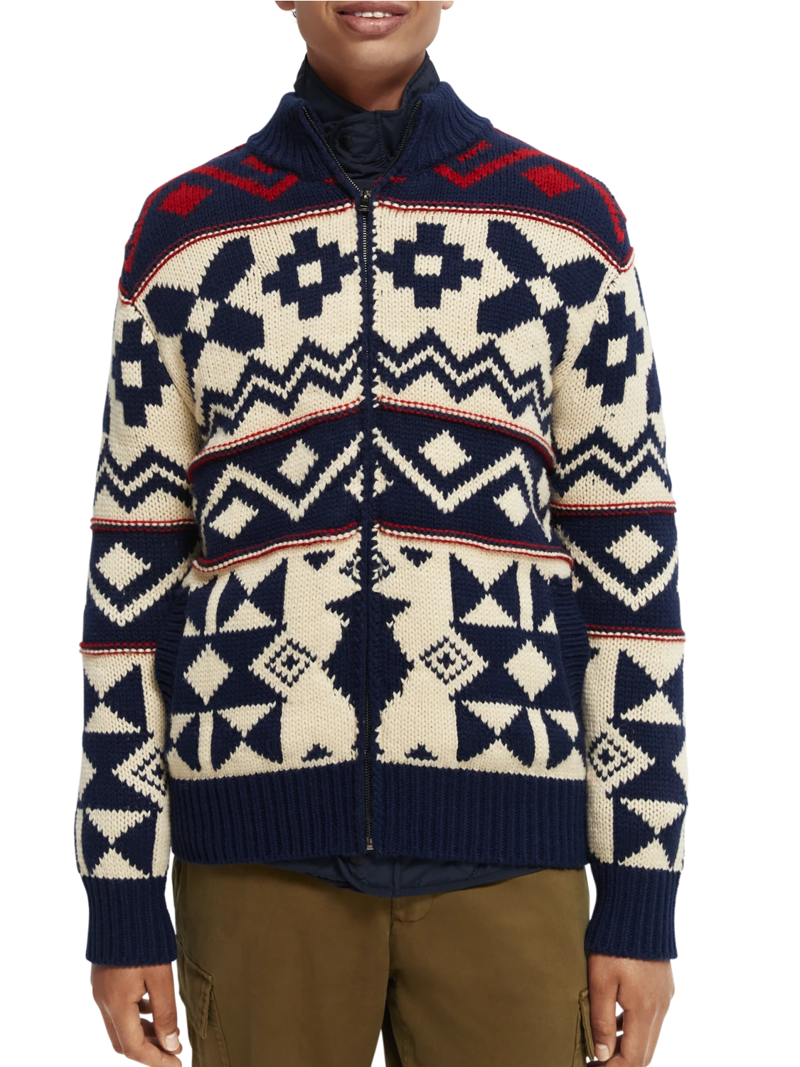 Scotch & Soda Chunky Wool-Blend Zip Cardigan With Detachable Inner Jacket 3 Scotch & Soda Chunky Wool-Blend Zip Cardigan With Detachable Inner Jacket