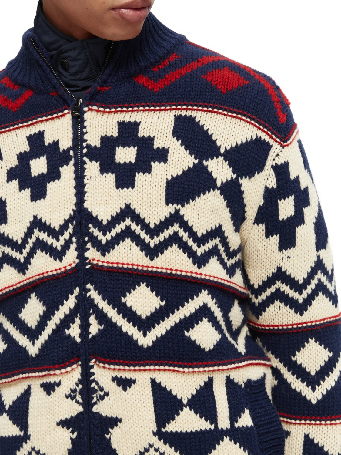 Scotch & Soda Chunky Wool-Blend Zip Cardigan With Detachable Inner Jacket 6 Scotch & Soda Chunky Wool-Blend Zip Cardigan With Detachable Inner Jacket - Image 4