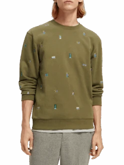 Scotch & Soda Embroidered Organic Felpa Sweatshirt