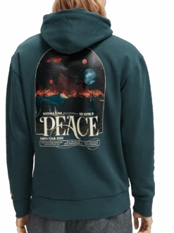 Scotch & Soda Artwork Felpa Hoodie -Scotch & Soda 169194 Space 20Green NHD BCK