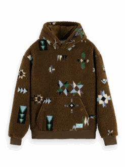 Scotch & Soda Printed Teddy Hoodie -Scotch & Soda 169319 Military FNT