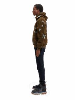 Scotch & Soda Printed Teddy Hoodie -Scotch & Soda 169319 Military MDL SDE