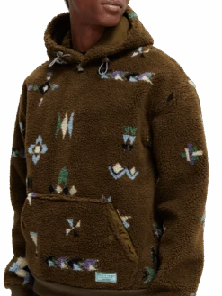 Scotch & Soda Printed Teddy Hoodie -Scotch & Soda 169319 Military NHD DTL1