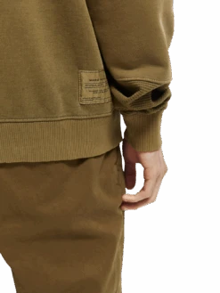 Scotch & Soda Panelled Organic Cotton Crewneck Sweatshirt -Scotch & Soda 169320 Military MDL DTL1