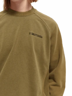 Scotch & Soda Panelled Organic Cotton Crewneck Sweatshirt -Scotch & Soda 169320 Military NHD DTL2