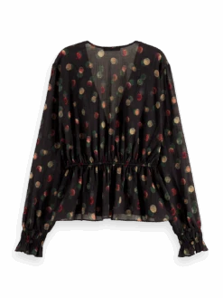Scotch & Soda Printed Peplum V-Neck Shirt 19 Scotch & Soda Printed Peplum V-Neck Shirt -Scotch & Soda 169371 Planets BCK