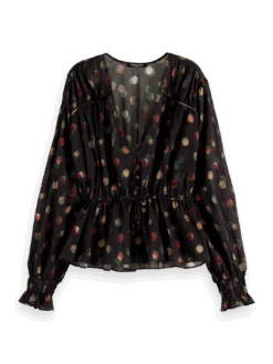 Scotch & Soda Printed Peplum V-Neck Shirt 18 Scotch & Soda Printed Peplum V-Neck Shirt -Scotch & Soda 169371 Planets FNT