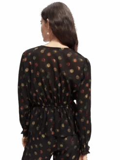 Scotch & Soda Printed Peplum V-Neck Shirt 22 Scotch & Soda Printed Peplum V-Neck Shirt -Scotch & Soda 169371 Planets MDL BCK