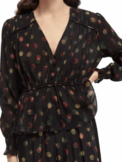 Scotch & Soda Printed Peplum V-Neck Shirt 24 Scotch & Soda Printed Peplum V-Neck Shirt -Scotch & Soda 169371 Planets MDL DTL1