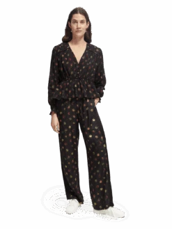 Scotch & Soda Printed Peplum V-Neck Shirt 25 Scotch & Soda Printed Peplum V-Neck Shirt -Scotch & Soda 169371 Planets MDL FNT