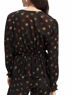 Scotch & Soda Printed Peplum V-Neck Shirt 16 Scotch & Soda Printed Peplum V-Neck Shirt -Scotch & Soda 169371 Planets NHD BCK