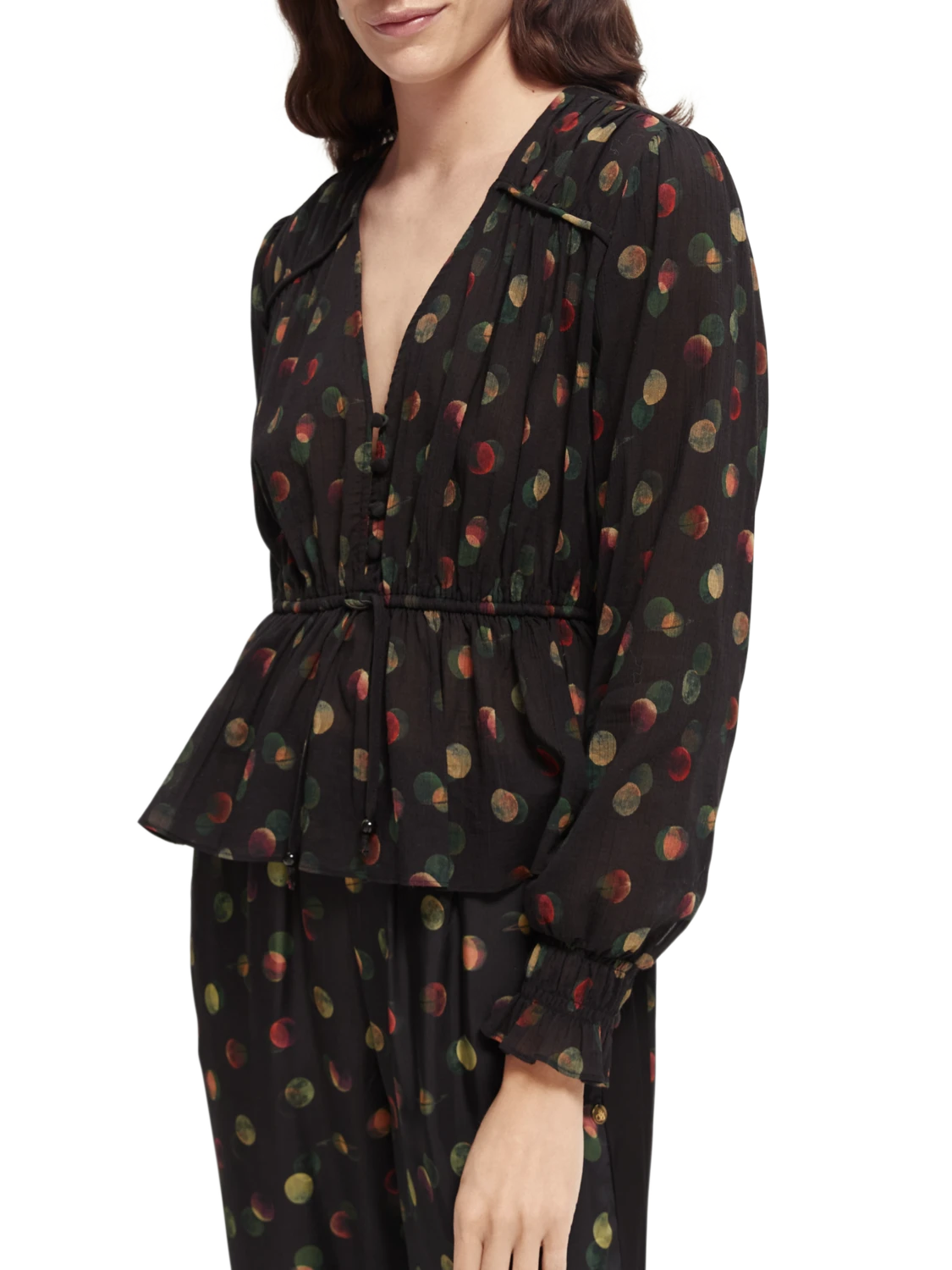 Scotch & Soda Printed Peplum V-Neck Shirt 3 Scotch & Soda Printed Peplum V-Neck Shirt