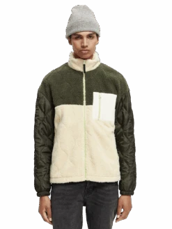 Scotch & Soda Panelled Quilted Teddy Jacket -Scotch & Soda 169383 Combo 20A MDL CRP