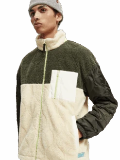 Scotch & Soda Panelled Quilted Teddy Jacket -Scotch & Soda 169383 Combo 20A MDL DTL1