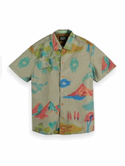 Scotch & Soda Printed Organic Cotton Short-Sleeved Shirt -Scotch & Soda 169387 Combo 20A FNT