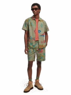 Scotch & Soda Printed Organic Cotton Short-Sleeved Shirt -Scotch & Soda 169387 Combo 20A MDL FNT