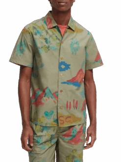 Scotch & Soda Printed Organic Cotton Short-Sleeved Shirt