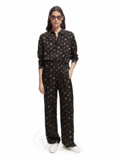 Scotch & Soda The Gia Mid-Rise Wide-Leg Elasticated Trousers 27 Scotch & Soda The Gia Mid-Rise Wide-Leg Elasticated Trousers -Scotch & Soda 169390 Planets MDL FNT