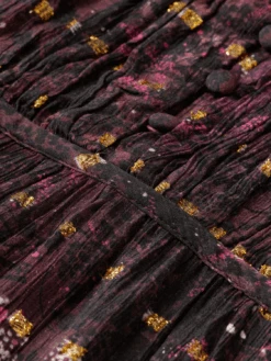 Scotch & Soda Ruffled Long Sleeved Jacquard Mini Dress -Scotch & Soda 169398 Midnight 20Slate DTL6