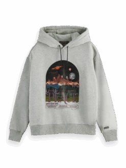 Scotch & Soda Loose Fit Organic Cotton Artwork Hoodie 18 Scotch & Soda Loose Fit Organic Cotton Artwork Hoodie -Scotch & Soda 169412 Grey 20Melange FNT