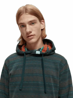 Scotch & Soda Striped Contrast-Lined Hoodie 24 Scotch & Soda Striped Contrast-Lined Hoodie -Scotch & Soda 169470 Combo 20A MDL DTL1