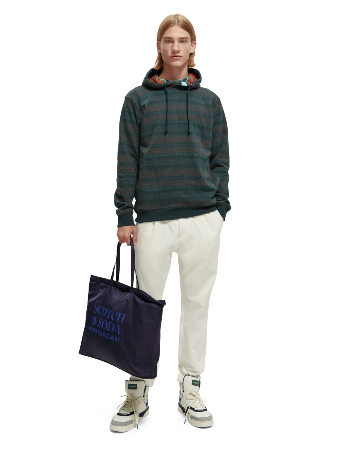 Scotch & Soda Striped Contrast-Lined Hoodie 14 Scotch & Soda Striped Contrast-Lined Hoodie - Image 12